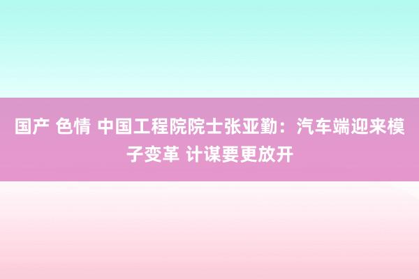 国产 色情 中国工程院院士张亚勤：汽车端迎来模子变革 计谋要更放开