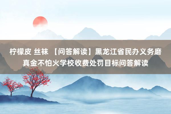 柠檬皮 丝袜 【问答解读】黑龙江省民办义务磨真金不怕火学校收费处罚目标问答解读