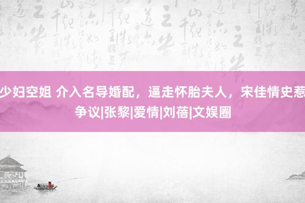 少妇空姐 介入名导婚配，逼走怀胎夫人，宋佳情史惹争议|张黎|爱情|刘蓓|文娱圈