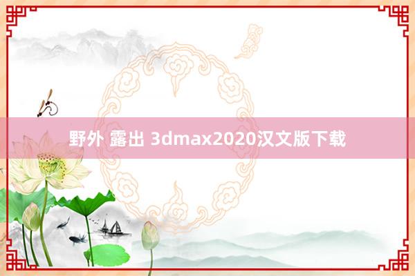 野外 露出 3dmax2020汉文版下载